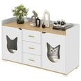 thumbnail image 3 of Dextrus Litter Box Furniture with Drawers, Wood Cat Litter Box Enclosure with 2 Rooms, White, 3 of 9