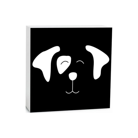 Dog Face White Floppy Ears 5 x 5 Wood Tabletop Sign Plaque