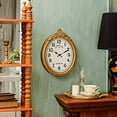 thumbnail image 4 of Vintage Wall Clock, European Style Decorative Clock Retro Oval Large Clock Silent Non-Ticking Elegant Home Decor Gold Wall Clocks Battery Operated for Living Room Bedroom, 4 of 7