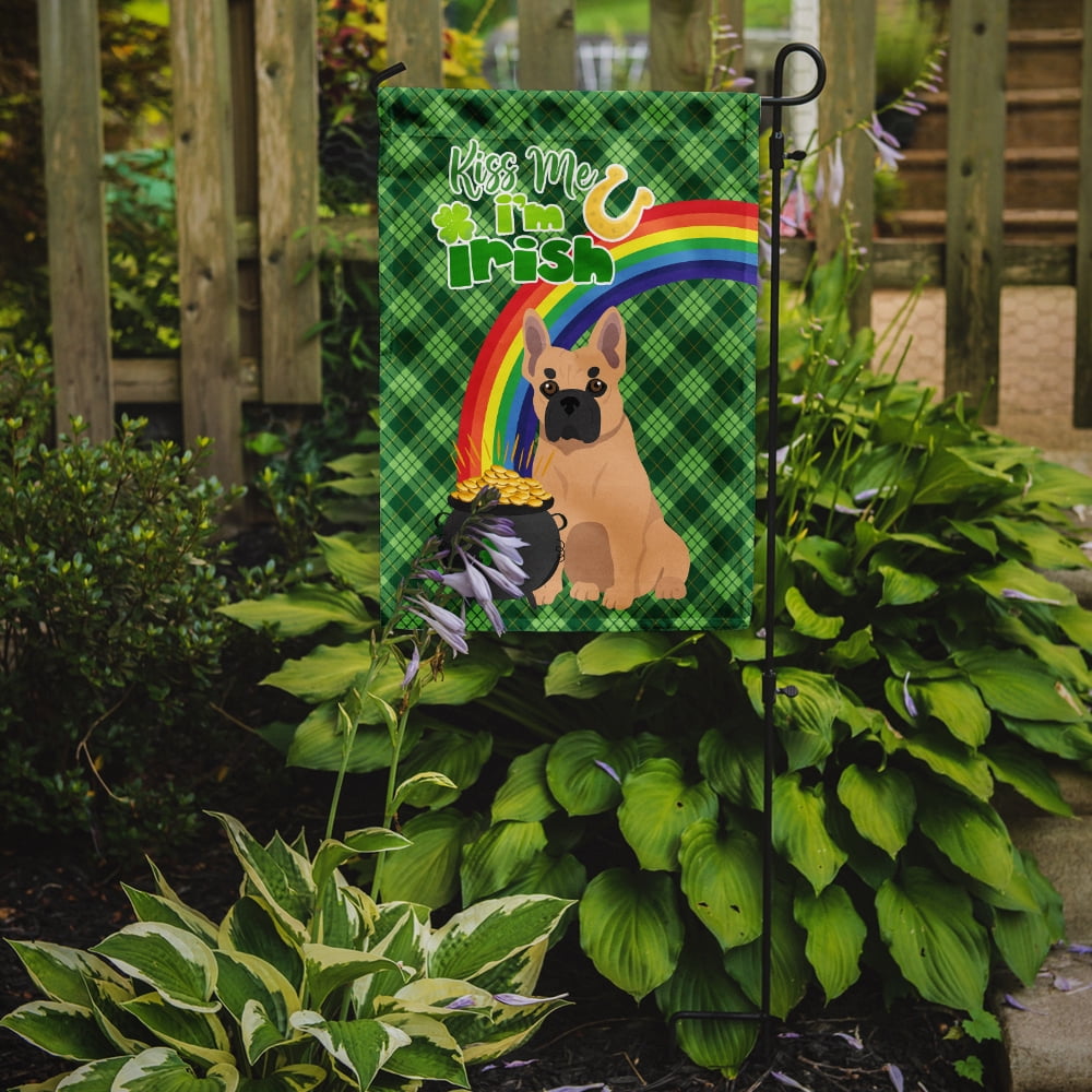 Fawn French Bulldog St. Patricks Day Flag Garden Size