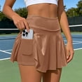 thumbnail image 2 of MDUKONU Womens Tennis Skirt Pleated Athletic Skirts with Pockets Shorts High Waisted Golf Skort for Workout Size: XS Coffee, 2 of 5