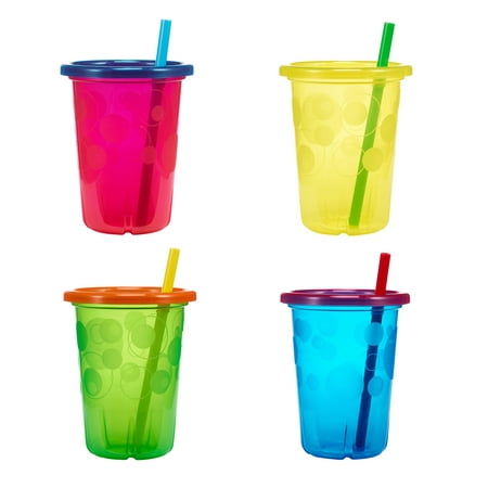 The First Years Take & Toss Spill-Proof Straw Cups With Snap on Lids, 18+ Months, 10oz, 4