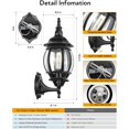 thumbnail image 5 of VIANIS Outdoor Garage Lights Wall Mount, Dusk to Dawn LED Outdoor Lighting Wall Lanterns for Porch, Black Exterior Light Fixture, Modern Outdoor Sconce Lights, Waterproof Outside Wall Lamps 2 Packs, 5 of 8