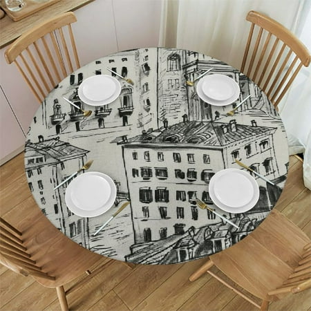 

Orinice Intricate Detail Round Table Cover Stain Resistant Washable Indoor Outdoor Tablecloth Kitchen Dining Wedding Parties Outdoor Fitted 100% Polyester Fiber 42-46