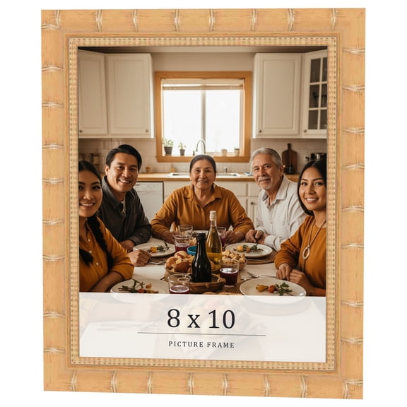 8x10 Light Brown Bamboo Real Wood Picture Frame Width 1.5 inches | Interior Frame Depth 0.5 inches