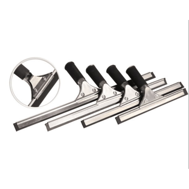 Juego de limpieza de limpiaparabrisas de acero inoxidable para ventanas de ducha, limpiador de ventanas para espejo de coche, cocina, baño, suelo, juego de 4 piezas (25+35+40+45cm) brillar Electrónica