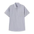 thumbnail image 3 of Men's Casual Button Down Short Sleeve Shirt T-Shirt Top with Turndown Collar Loose Fit Comfy Breathable for Daily Streetwear Business Casual Office Work | AESTIVO,Black L, 3 of 7