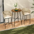 thumbnail image 4 of Costway 3 PCS Rope Woven Patio Bar Set with Soft Cushions and Acacia Wood Tabletop, 4 of 10