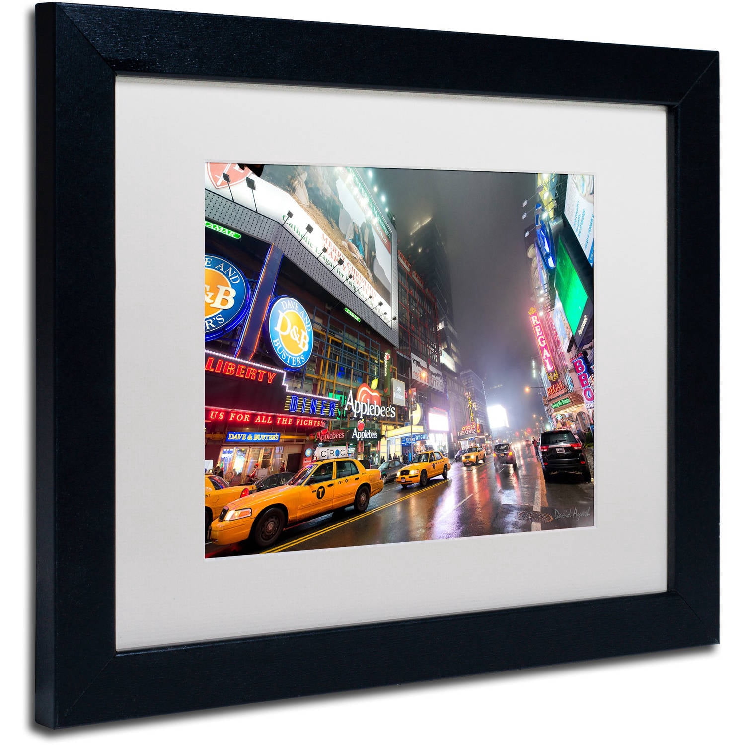 Trademark Fine Art "42nd. Street" Canvas Art by David Ayash White Matte, Black Frame