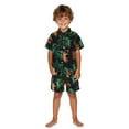 thumbnail image 2 of SXCXLSA Outfits Set Two Piece for Boys Summer Short Sleeve Printed Shirt and Shorts Set Casual Button Down Trendy Clothes Set Black L, 2 of 9