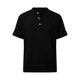 thumbnail image 6 of Ohufall Henry Men T Shirts Cotton Linen Button Lightweight Tops Comfort Solid Color Casual T-Shirts, 6 of 6