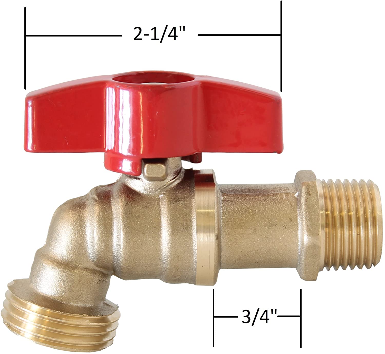 1/2" MIP X 3/4" MHT Lead-Free Brass Hose Bibb Valve – Indoor/Outdoor, Corrosion Resistant
