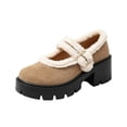 thumbnail image 2 of Willtoo Womens Cozy Lined Mary Jane Platform Shoes Buckle Strap Chunky Block Heel Warm Winter Fluffy Trim Casual Walking Shoes, 2 of 3