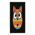 thumbnail image 5 of Colorful Cartoon Owl Beach Towel - Vibrant Rainbow Stripes & Heart Design Perfect for Pool Travel and Bath Use, 5 of 6