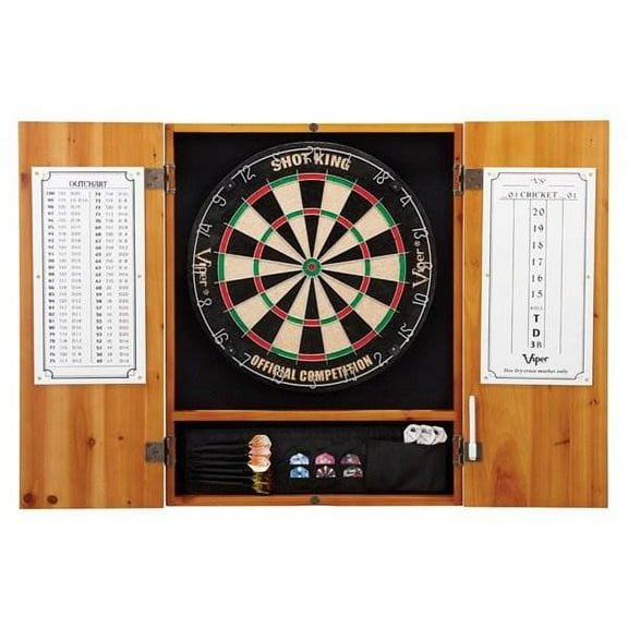 GLD Viper Metropolitan Steel-Tip Dartboard Cabinet - Oak