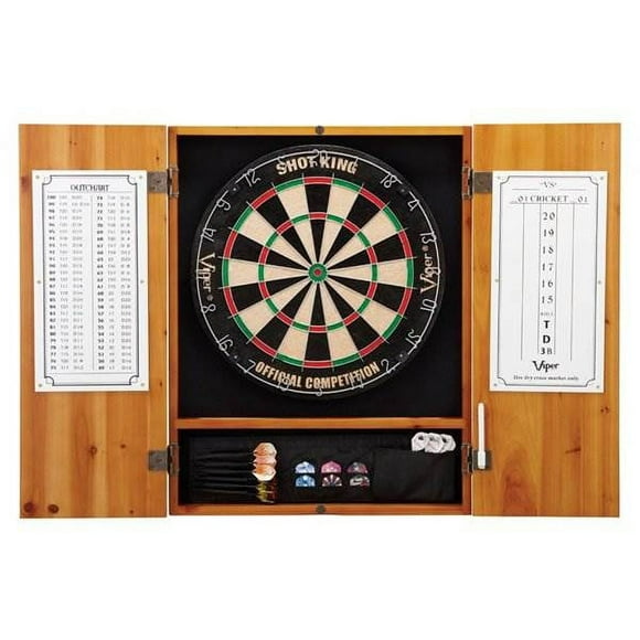 GLD Viper Metropolitan Steel-Tip Dartboard Cabinet - Oak