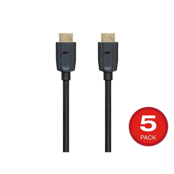 Monoprice 8K Certified Ultra High Speed HDMI 2.1 Cable - 15 Feet - Black (5 Pack) 48Gbps, Compatible with Sony PlayStation 5, PlayStation 5 Digital Edition, Microsoft Xbox Series X, and Xbox Series S