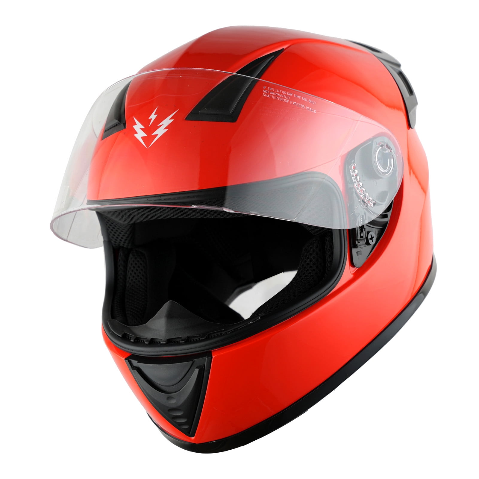 1Storm Motorcycle Youth Kids Street Dirt Bike ATV BMX MX Go Cart Karting Full Face Helmet with LED Tail Light: LED-B15 Glossy Red
