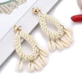 thumbnail image 2 of 2 pares de pendientes bohemios de concha tejida a mano, estilo vintage, con forma de lágrima, con gotas de agua huecas, joyería de verano, pendientes colgantes para mujer, 2 of 7
