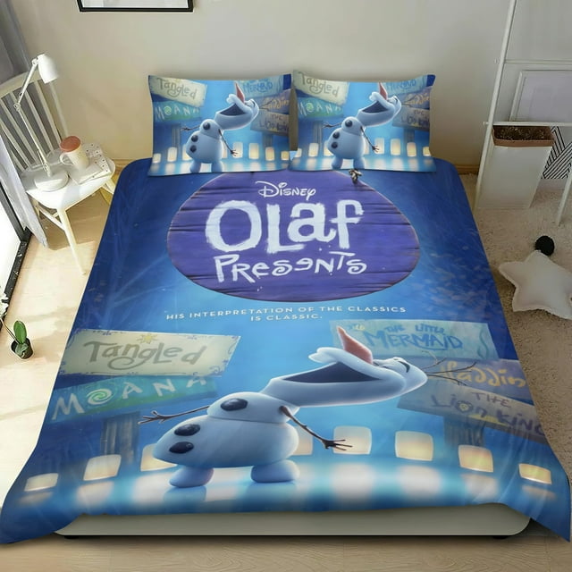 Olaf Presenta Conjunto de sábanas temático, trío de piezas, cómodo y amigable con la piel, diseño único, regalo de decoración para el hogar para familiares, amigos y fans,173cm *218cm