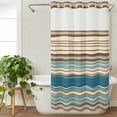 thumbnail image 3 of Blue Brown Beige No Hook Shower Curtain Waterproof,Bathroom Curtains with Snap in Liners and See Through Top Window,Boho Farmhouse Country Abstract Striped Hotel Bathtub Curtains Shower 36"Wx72"L, 3 of 8