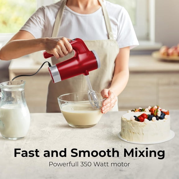 9-Speed Electric Hand Mixer with Stainless Steel Attachments & Storage , Compact Lightweight 350W for Baking Cooking