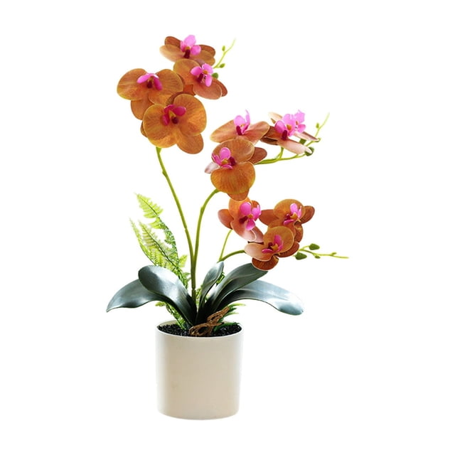 Phalaenopsis Bonsai Artificial Potted Silk Flower,Hanging Garland Decor for Indoor Outdoor Wedding Party Floral Display