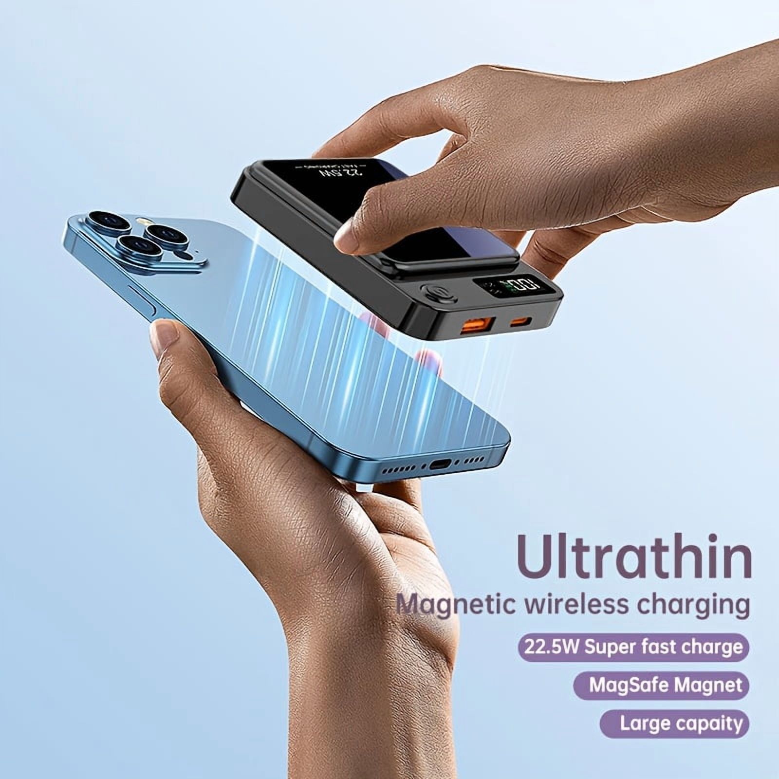 Magnetic Wireless Power Bank 10000mAh 22.5W Fast Charging with LED Display for iPhone 16/15/14/13/12 Series & Android Phones Portable Charger