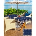 thumbnail image 4 of Navy Blue Christmas Outdoor Tablecloth - 60x120 Inch Rectangle Dining Table Cover, Snowflake Snowman Tree Xmas Waterproof Outdoor Table Cloth with Umbrella Hole & Zipper for Picnic/Patio, 4 of 4