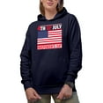 thumbnail image 2 of 4th of July Independence Day with American Flag, Navy Blue Hooded Sweatshirt or Hoodie, Small, 2 of 5