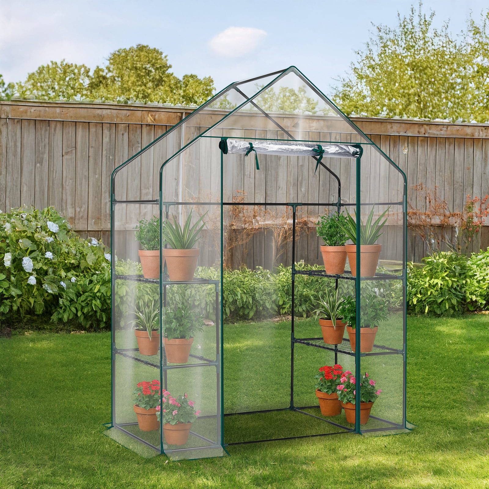UBesGoo 56in Walk-In Greenhouse with Shelves, Heavy Duty PVC, Indoor/Outdoor, Transparent