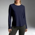 thumbnail image 2 of OIUUAK Womens Long Sleeve Athletic Shirts UV Sun Protection UPF 50+ Quick Dry Workout Yoga Going Out Running Tops Crew Neck, Navy, 2 of 5