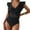 Black, variant on LYMAYTER Womens One Piece Swimsuit Slim V Neck Bathing Suit Ruffle Sleeve Beachwear Swimwear S-2XL