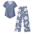 thumbnail image 6 of Women's Capri Sets 2 Piece Outfits Casual Wide Leg Crop Pants and Top Matching Set Summer Holidays Beach Clothes, 6 of 6