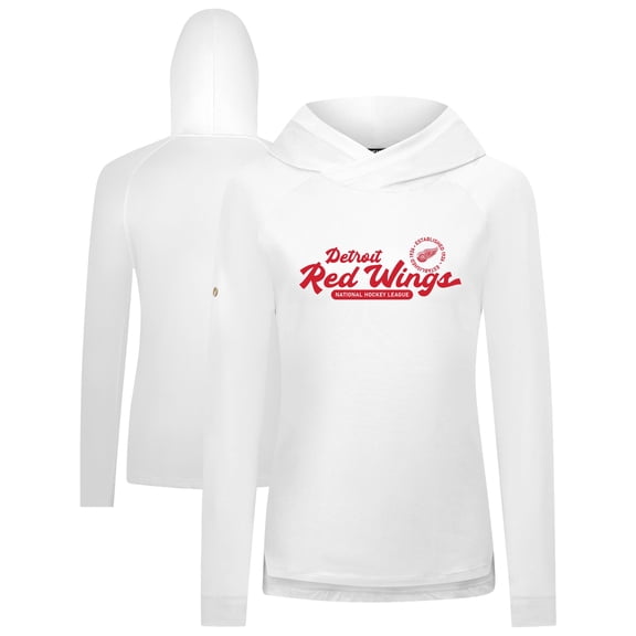 Women's Levelwear  White Detroit Red Wings Slender Monument Raglan Pullover Hoodie