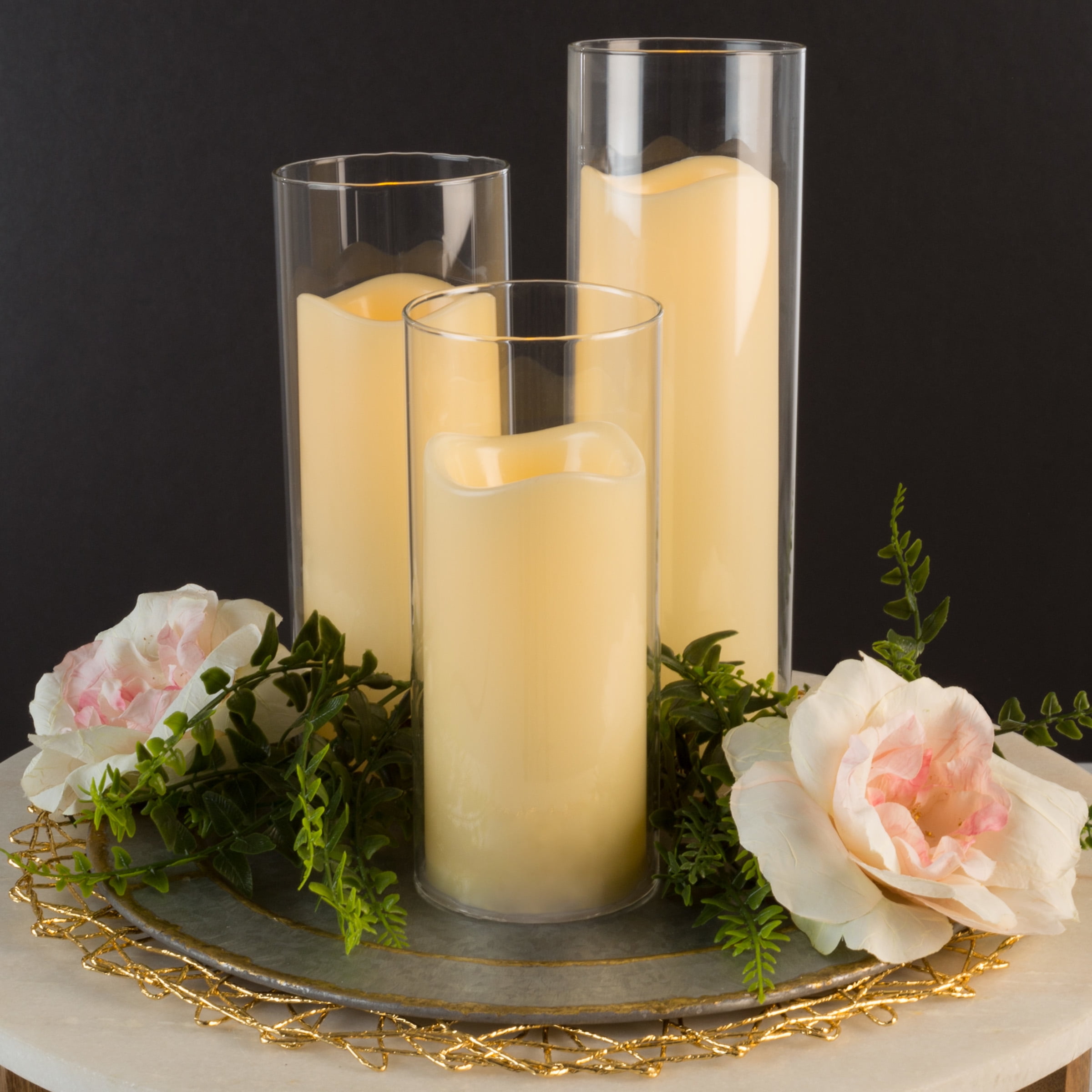 Flameless LED Candles Set of 3 Battery Powered Decorative Flickering