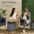 thumbnail image 3 of VibrantEcho Round Wicker Ottoman, Multipurpose Outdoor Furniture for Patio, Backyard, Additional Seating, Footrest, Side Table w/Storage, Removable Cushions – Gray/Navy, 3 of 8