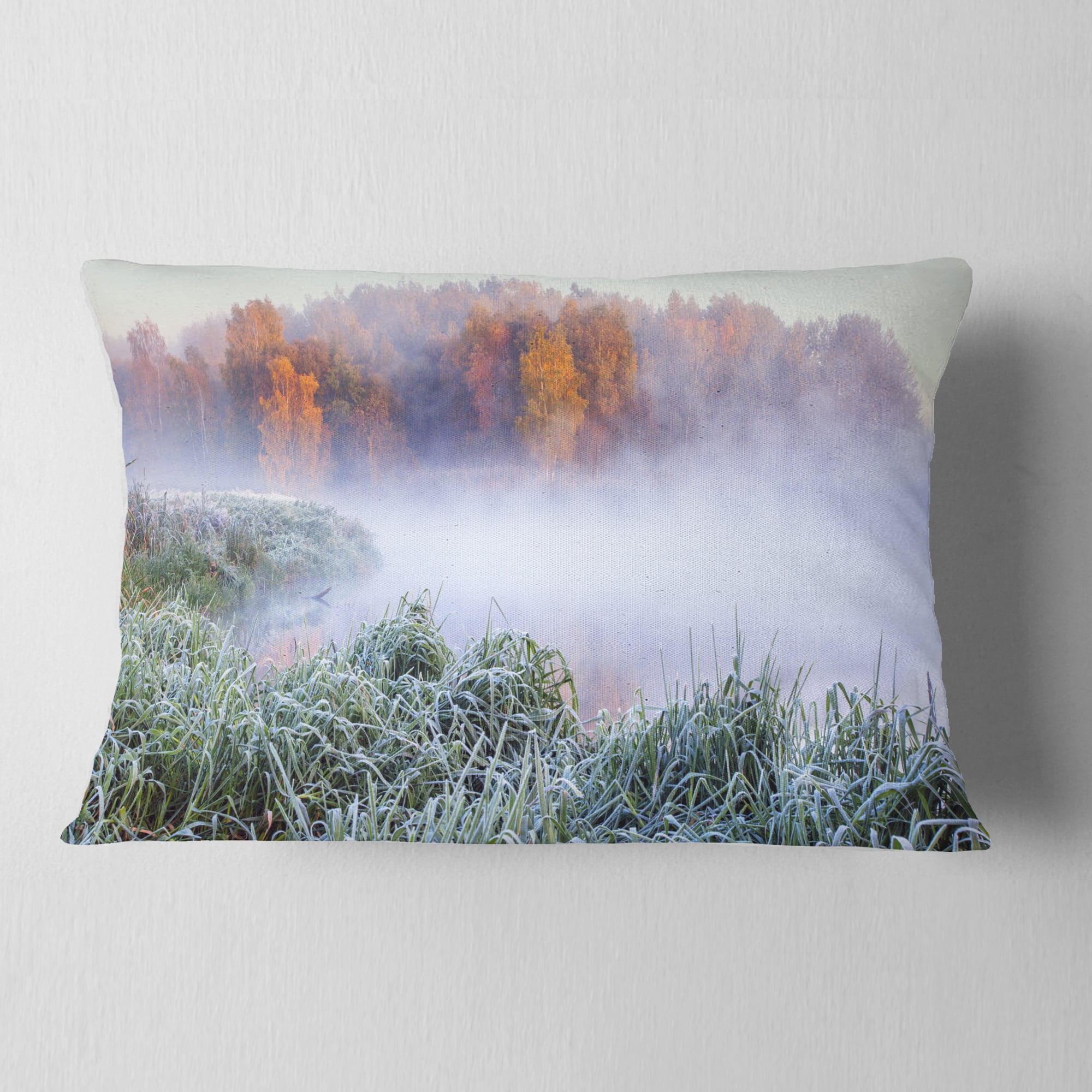 Designart 12" x 20" White Polyester Throw Pillow