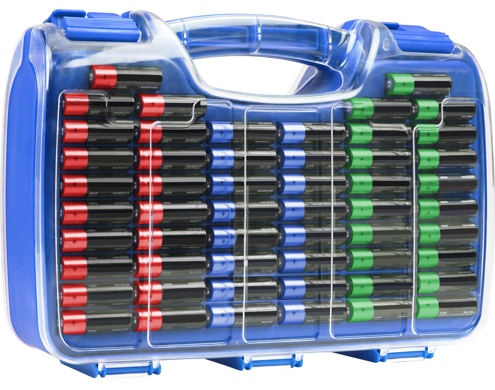 The Battery Organizer Battery Storage Case with Hinged Clear Cover, Includes a Removable Battery Tester, Holds 180 Batteries Various Sizes Blue. - image 5 of 7