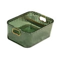 thumbnail image 4 of Caja de almacenamiento de cosméticos, organizador de escritorio, asas integradas, ligera, multiusos. Verde oscuro, 4 of 9