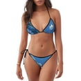 thumbnail image 1 of KLL Ensemble Bikini Imprimé Fleurs d'Hibiscus Calme pour Femmes, String Deux Pièces Haut Licou Triangle Ensemble Bikini avec Bas à Nouer Maillot de Bain Aguichant, 1 of 6