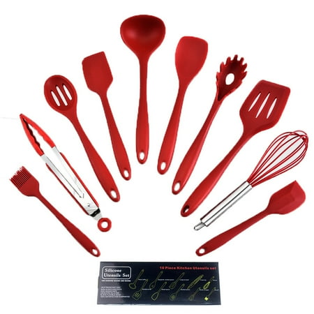 

Anself 10 Pieces Kitchen Utensil Tools Set Silicone Tongs Spatula Spoons Shovel Brush Whisk