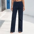 thumbnail image 2 of YDFCWXW Women's High Rise Loose Fit Wide Leg Boyfriend Long Denim Straight Casual Pants Trendy Clothes (Dark Blue, 36), 2 of 6