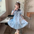 thumbnail image 6 of Wdgfv Girls School Uniform V-Neck Jumper Dress Pleated Pull-on Scooter Skirt Stretchy Cotton Flared Overall Dress, 6 of 7