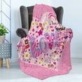 thumbnail image 4 of Love Soft Flannel Fleece Throw Blanket, I Love You Sugar Giant Heart with Big Letters Spelling Love Smiles Flowers, Cozy Plush for Indoor and Outdoor Use, 60" x 80", Pink Multicolor, by Ambesonne, 4 of 5