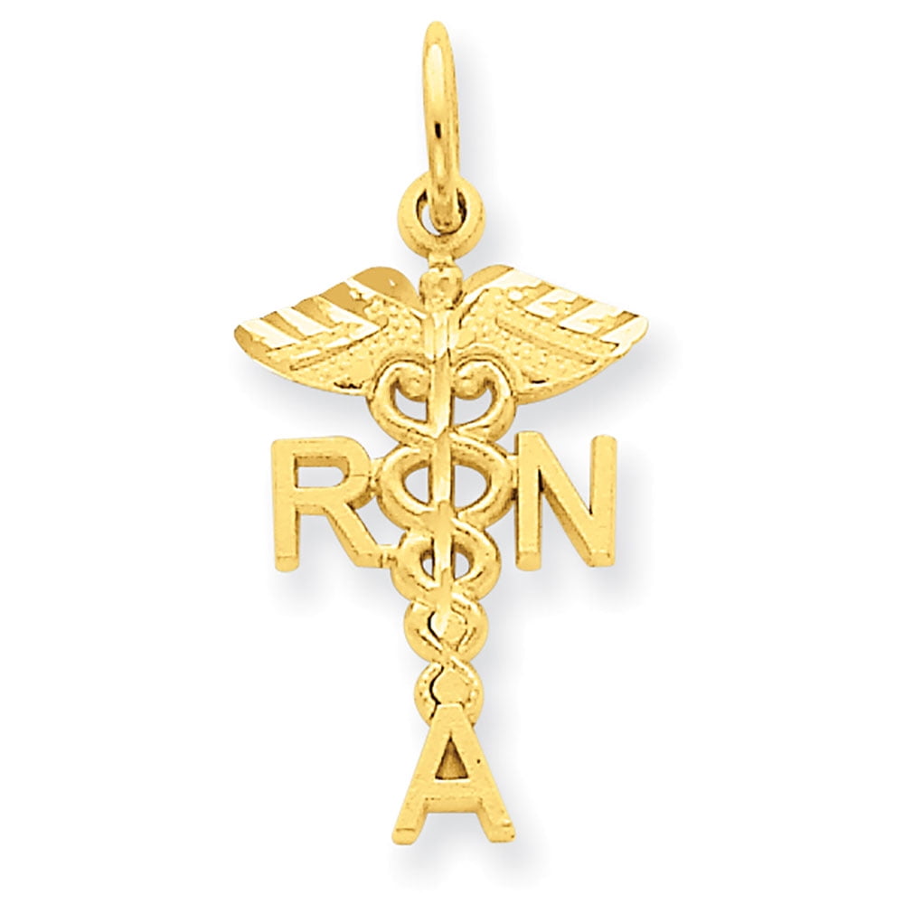 14k Yellow Gold Restorative Nurse Assistant RNA Symbol Charm 25x12mm ...