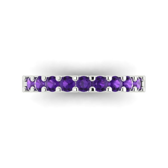 0.63 ctw Wedding Band for Women - 18K White Gold Natural Amethyst Stackable Eternity Ring