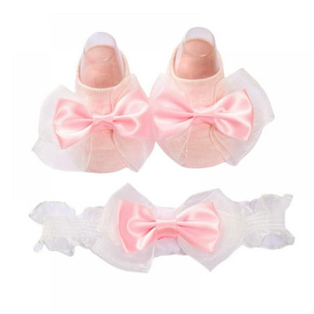 

Cute Baby Girl Headband + Socks Set Lace Bows Newborn Knotbow Socks Elastic Hairband Toddler Girl Hair Accessories for 0-2Y
