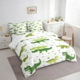 thumbnail image 3 of Homewish Cartoon Crocodile 7-Piece Twin Bedding Sets,Wild Animal Bedding Comforter Set,Green White Sheet Sets For Boys Kids,Luxury Bedroom Decor Reversible, 3 of 8