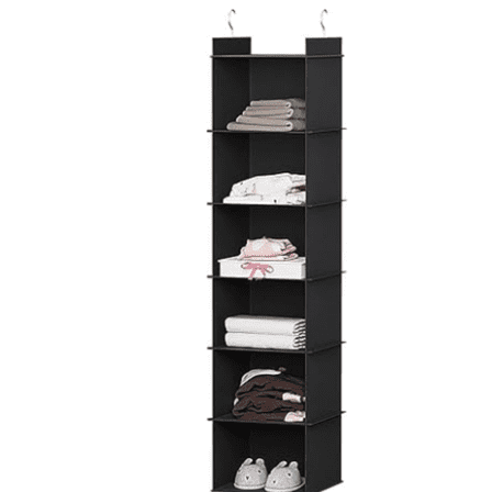 Hanging Closet Organizer, 6-Shelf Closet Hanging Storage Shelves, Black